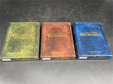 3 LORD OF THE RINGS SPECIAL EXTENDED DVD SETS
