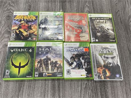 8 VIDEO GAMES (Splinter Cell is sealed)