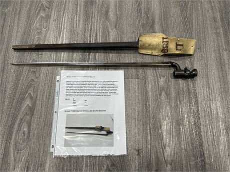 EARLY BRITISH P1895 MARTINI-ENFIELD BAYONET - 22” LONG - SEE PHOTOS FOR DETAILS