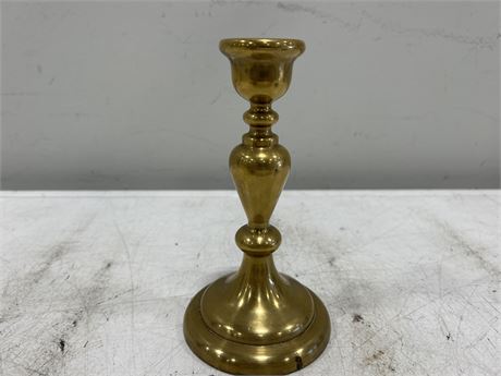 VINTAGE VERY HEAVY BRASS CANDLE STICK - MARKED 1980