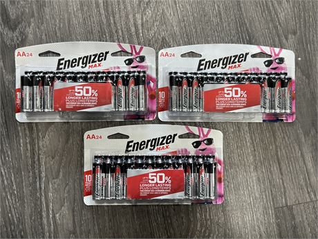 3 NEW PACKS OF ENERGIZER MAX AA24 BATTERIES