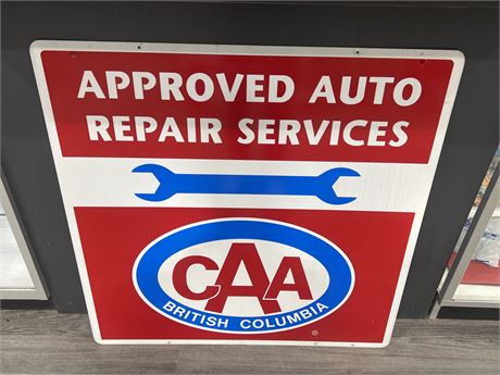 VINTAGE METAL DOUBLE SIDED CAA BC REPAIR SERVICE SIGN - 3FT x 3FT