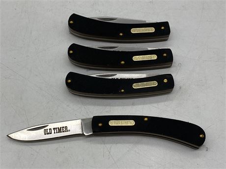 4 OLD TIMER POCKET KNIVES (5”)