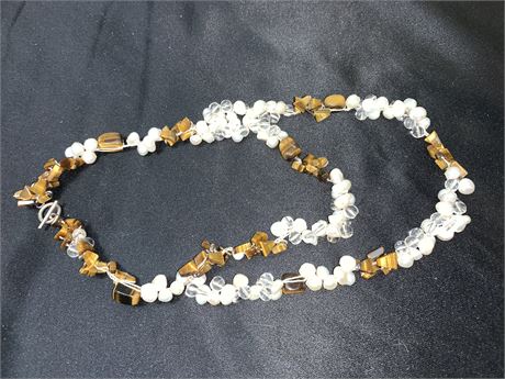 PEARL & TIGER EYE NECKLACE