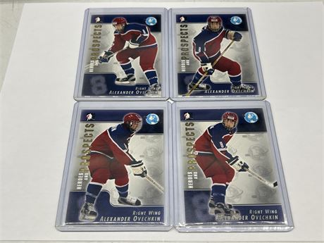 2004 ALEX OVECHKIN IN THE GAME PROSPECTS 4 CARD SET