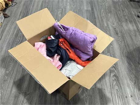 BOX OF MOSTLY NEW KIDS CLOTHES