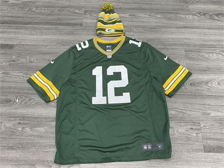 GREEN BAY PACKERS AARON RODGERS JERSEY & BEANIE SIZE 3XL