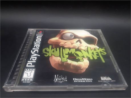 RARE  - SKULL MONKEYS (RARE NOTCHED CASE) - CIB - EXCELLENT - PS ONE