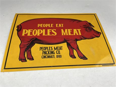 METAL PEOPLES MEAT PACKING CO. SIGN 14”x9”