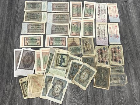 LOT OF FOREIGN BANK NOTES, ETC