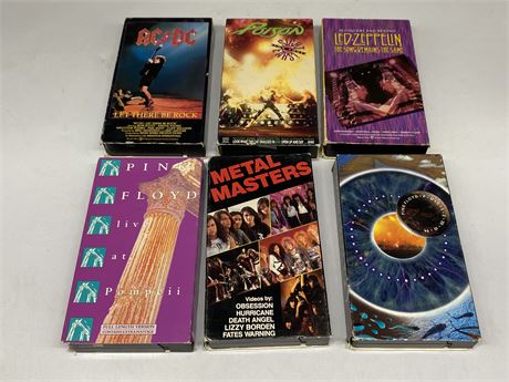 6 HEAVY METAL ROCK VHS TAPES