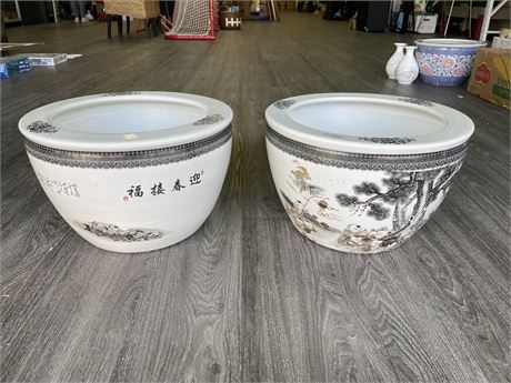 2 VERY LARGE CHINESE PLANTERS (MEASUREMENTS INCLUDED IN PHOTOS)