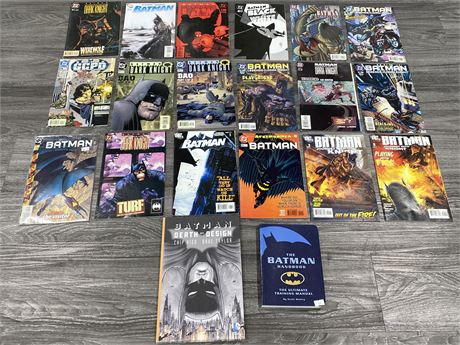 18 BATMAN COMICS, 1 PAPERBACK, & 1 HANDBOOK