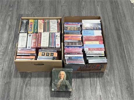 2 BOXES OF SEALED CDS / CD BOX SETS - LOTS OF CLASSICAL
