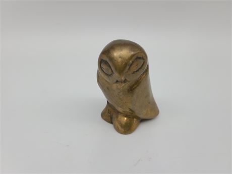 HEAVY SIGNED BRONZE OWL (3"tall)