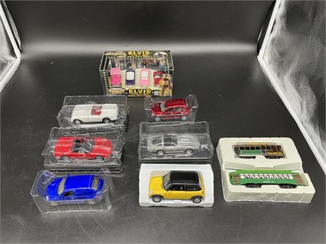 8PC SET OF COLLECTABLE CARS (mostly Maisto) & TRAIN MODEL