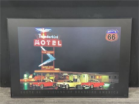THUNDERBIRD HOTEL ROUTE 66 LIGHT UP PRINT - NEVER USED (36”X24”)