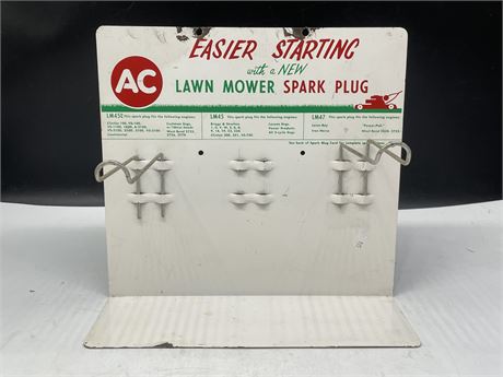 AC LAWN MOWER SPARK PLUG METAL STORE DISPLAY (12”x11”)