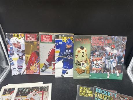 LOT OF MULTI-SPORT BECKETT MAGS / 20+ MCLEAN PLAYER OF THE MONTH PRINTS / ECT