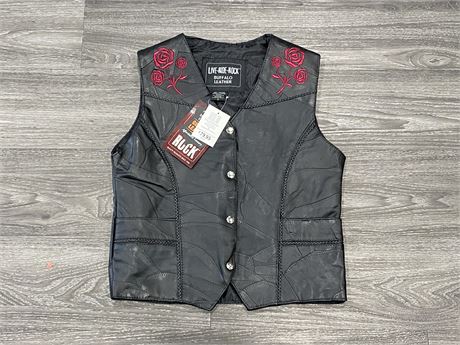 NWT LEATHER VEST - SIZE S