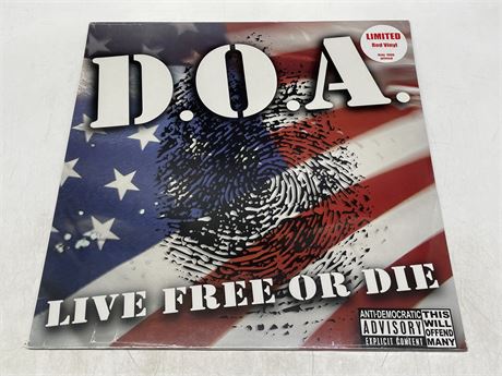 SEALED - D.O.A. - LIVE FREE OR DIE W/ LIMITED RED VINYL