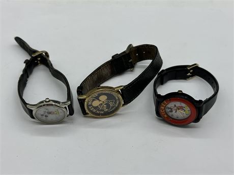 3 VINTAGE MICKEY MOUSE WATCHES
