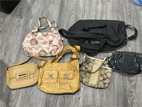 6 PURSES / BAGS - AUTHENTICITY UNKNOWN