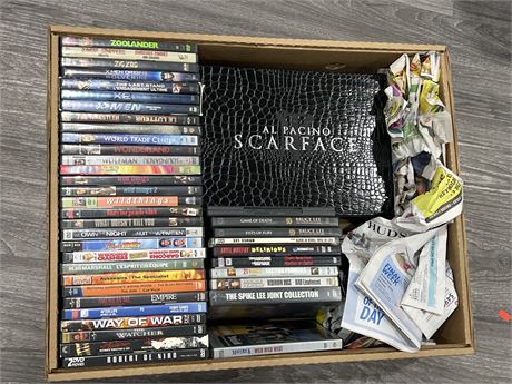 BOX OF DVDS INCLUDING SCARFACE BOX SET