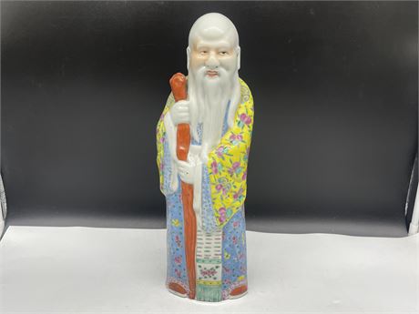 EARLY CHINESE HAND PAINTED PORCELAIN FIGURE - 17” TALL