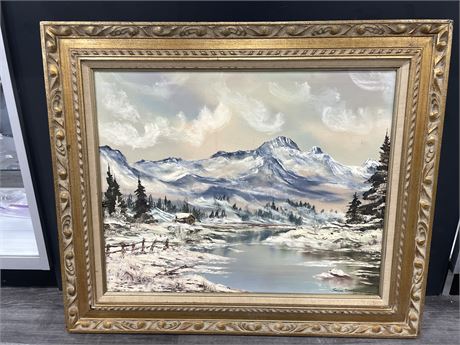 FRAMED OIL PAINTING ON CANVAS SIGNED THERMA STOGIE 38”x32”