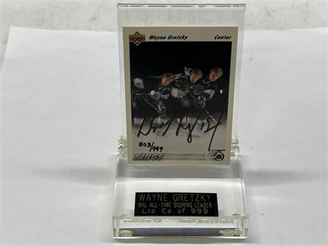 SIGNED WAYNE GRETZKY NHL ALL TIME SCORING LEADER CARD #803/999