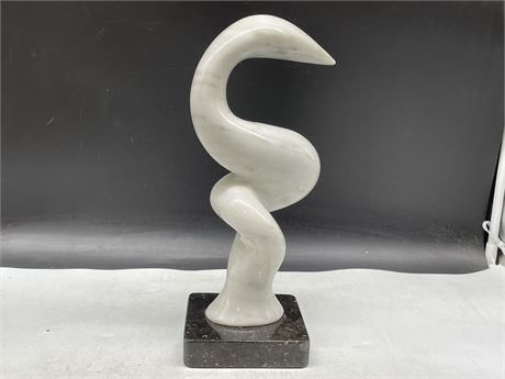 MID CENTURY MARBLE ABSTRACT SCULPTURE ON GRANITE BASE 14”