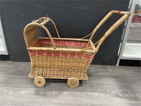 VINTAGE WICKER DOLL CARRIAGE