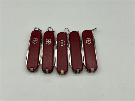SET OF 5 SWISS ARMY KNIVES