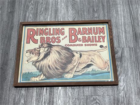 FRAMED RINGLING BROTHERS POSTER 25X18”