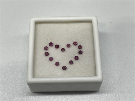 GENUINE RUBY HEART LAYOUT .80CT TOTAL WEIGHT
