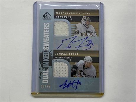 2008/09 SP GAME USED FLEURY & STAAL DUAL AUTO / JERSEY CARD #8/25