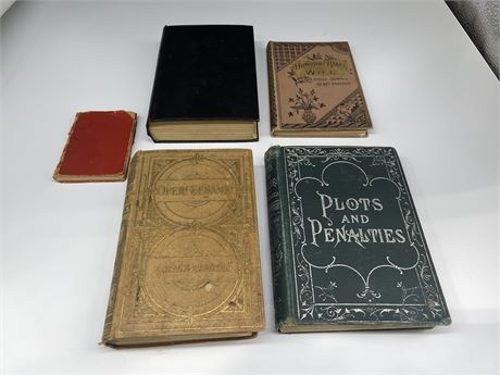 5 ANTIQUE BOOKS - SOME DATE LATE 1800’s / EARLY 1900’s