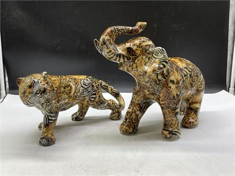VINTAGE TIGER & ELEPHANT W/ ANIMAL PRINTS (14”x10”)