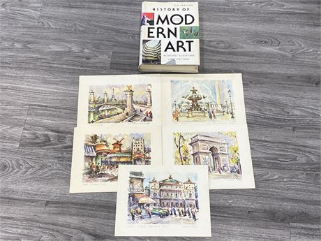 MODERN ART BOOK & 5 VINTAGE PARIS PICTURES