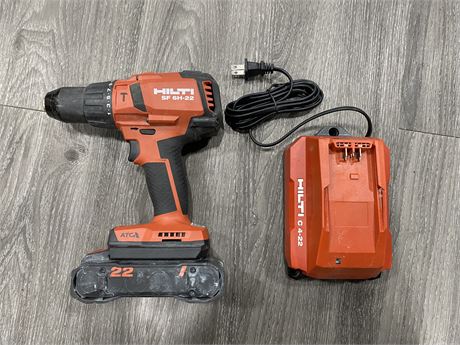 HILTI SF 6H-22 CORDLESS HAMMER DRILL DRIVER WORKING W/ BATTERY AND CHARGER