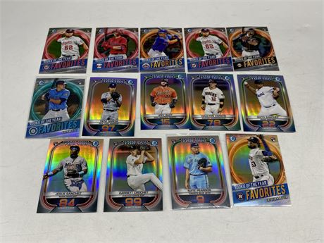 (14) 2021 BOWMAN CHROME ROOKIE OF THE YEAR / BOWMAN SCOUTS TOP 100 ROOKIE CARDS