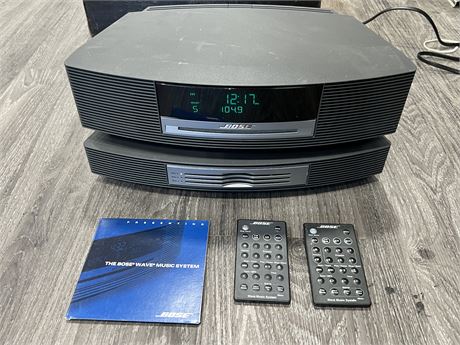 BOSE WAVE MUSIC SYSTEM W/2 REMOTES & DISC - WORKS