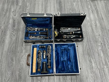 3 VINTAGE CLARINETS IN CASES