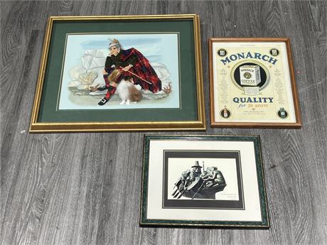 3 FRAMED PICTURES INCLUDING BILL REID (Largest is 24”x20”)