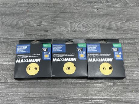 3 NEW PACKS OF MAXIMUM LOOP SANDING DISCS - SPECS IN PHOTOS