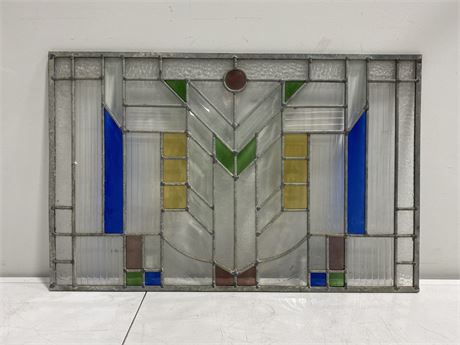VINTAGE STAINED GLASS PIECE (16”x25”)