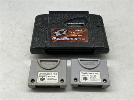GAMESHARK PRO & 2 CONTROLLER PAKS - N64