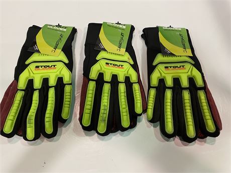 3 PAIRS STOUT GLOVES - LARGE (High quality)