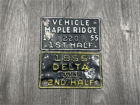 1955 DELTA / MAPLE RIDGE MINI TAXI TAGS
